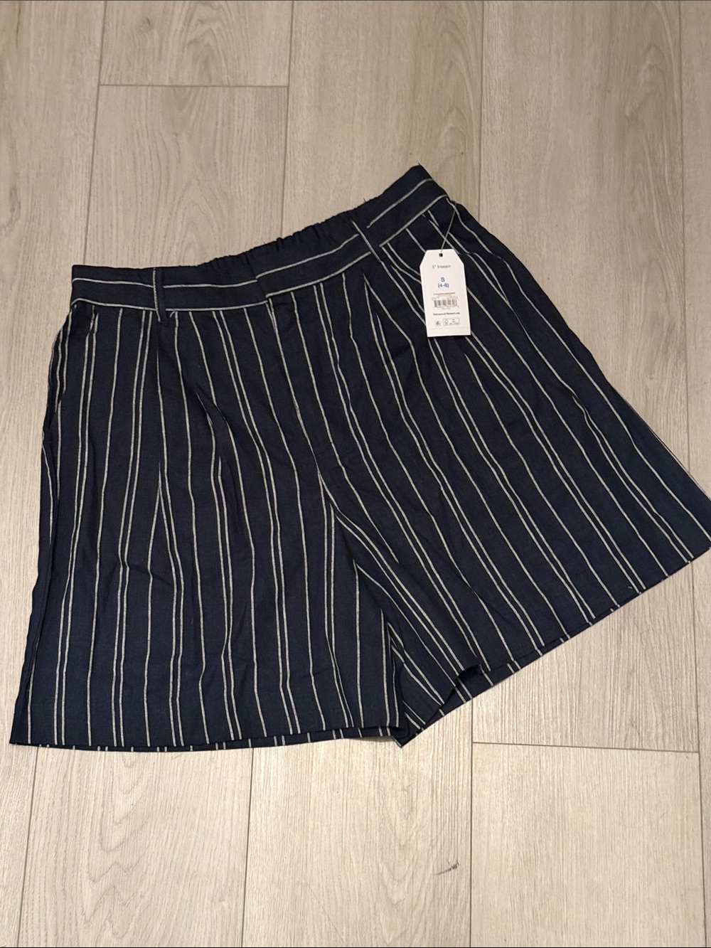 Time and Tru Navy and White Striped Bermuda Shorts